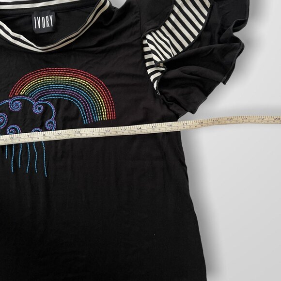 Embroidered Rainbow Shirt With Ruffle Sleeves Size Small - Picture 7 of 8